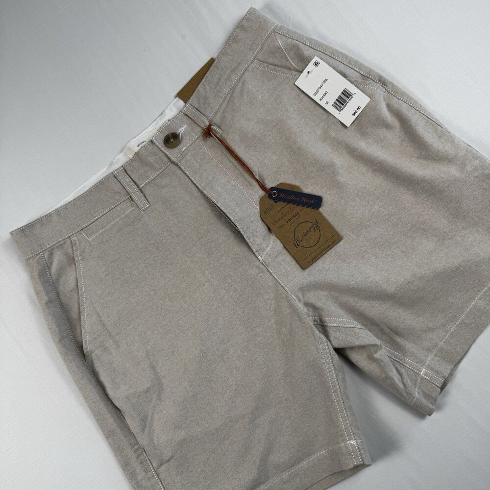 NWT Weatherproof‎ Vintage Cotton 7" Inseam Khaki Chino Shorts Mens 32